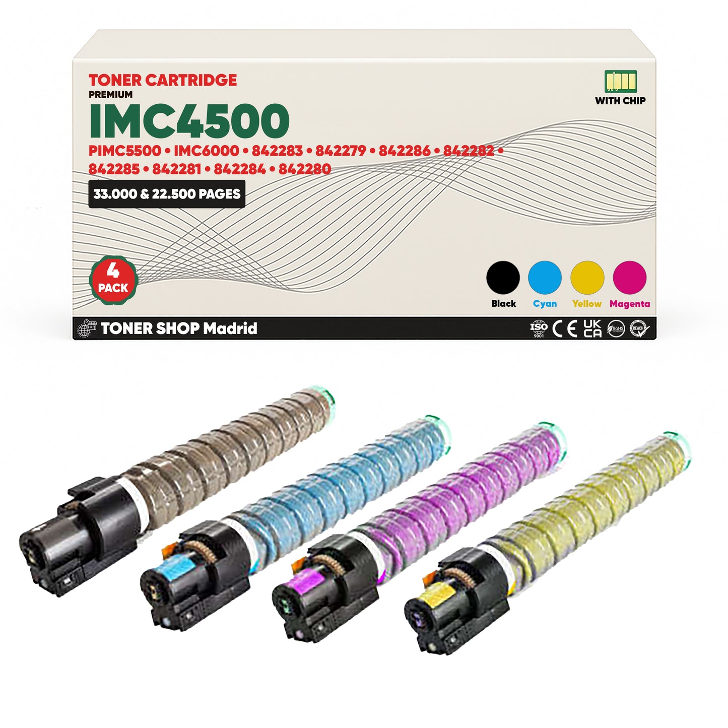 BDink Cartucho/s Tóner Compatible/s Ricoh IMC4500/IMC5500/IMC6000 CMYK (Pack 4)