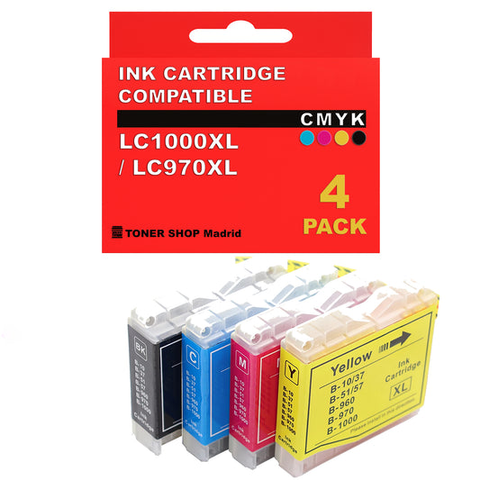 BDink Cartuchos Tinta Compatible Brother LC1000XL / LC970XL CMYK (Pack 4)