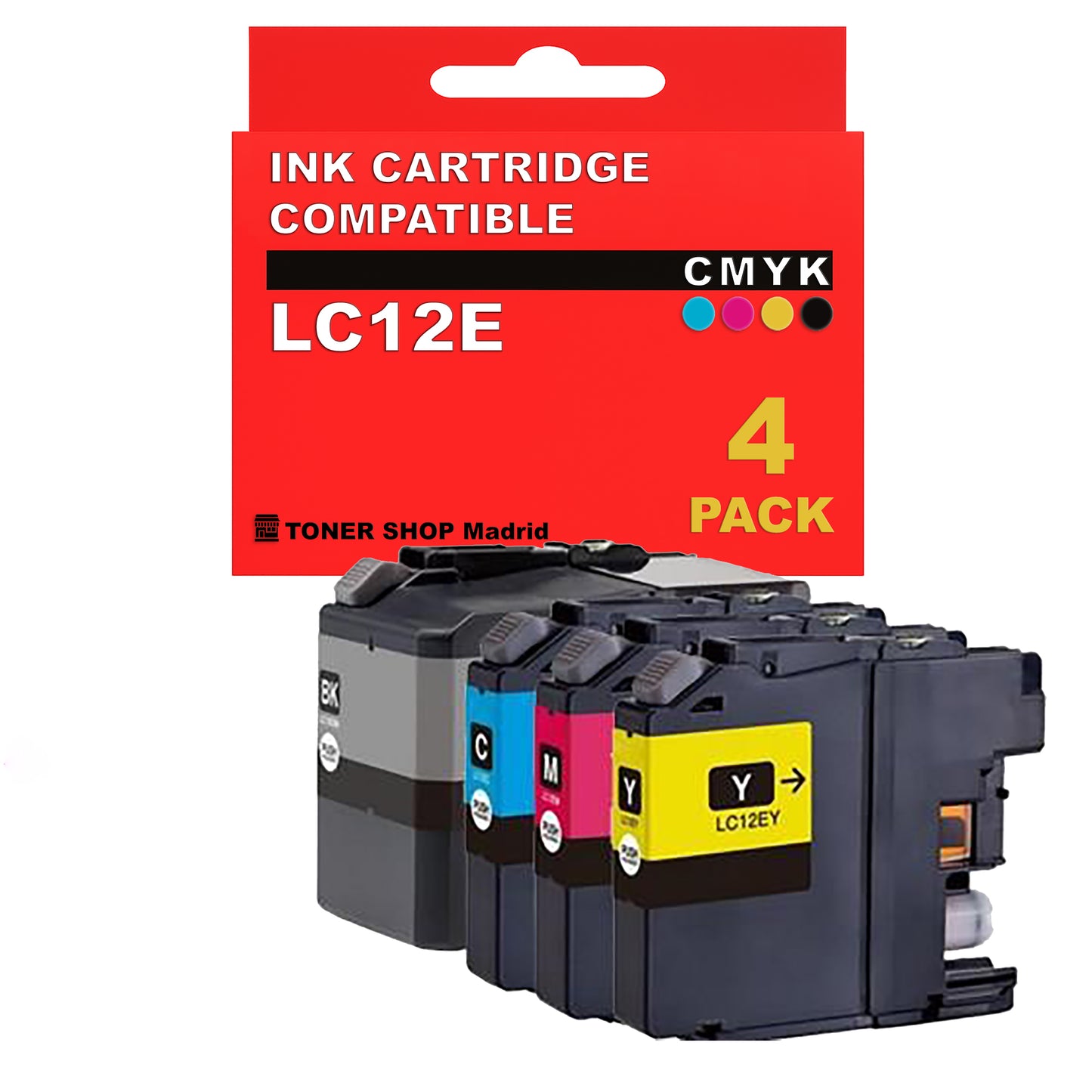 BDink Cartuchos Tinta Compatible Brother LC12E CMYK (Pack 4)