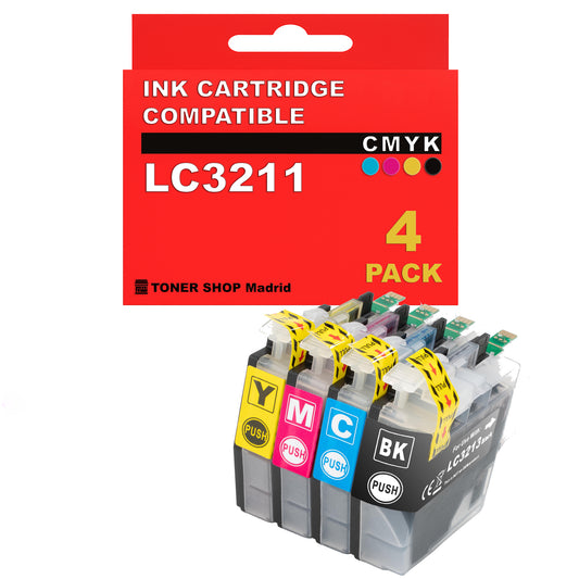BDink Cartuchos Tinta Compatible Brother LC3211 CMYK (Pack 4)