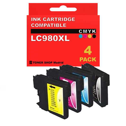 BDink Cartuchos Tinta Compatible Brother LC980XL CMYK (Pack 4)