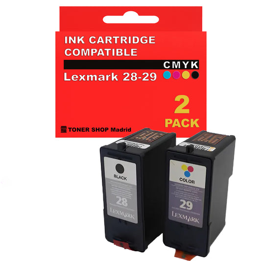 BDink Cartuchos Tinta Compatible con Lexmark 28 Negro y 29 Color (Pack 2)