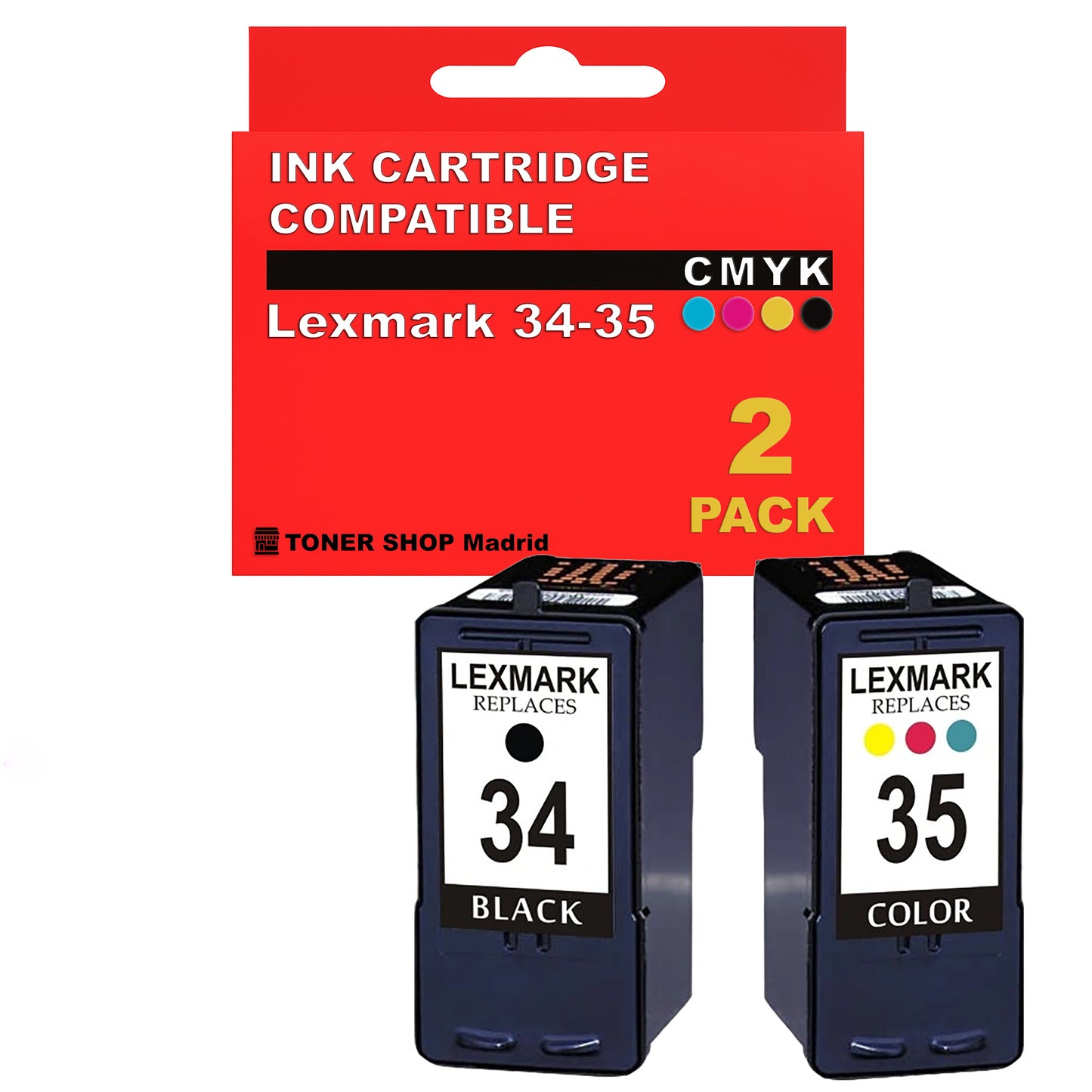 BDink Cartuchos Tinta Compatible con Lexmark 34 Negro y 35 Color (Pack 2)