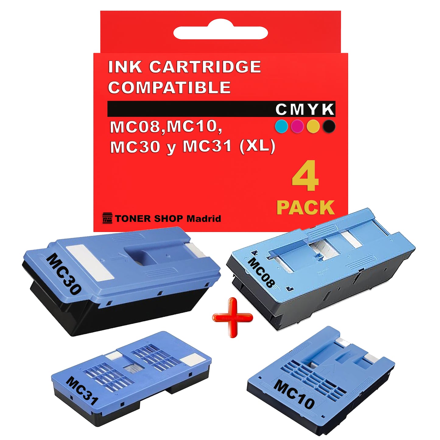 BDink Kits de Mantenimiento Compatible con Canon MC08, MC10, MC30 y MC31 XL (4 pack)