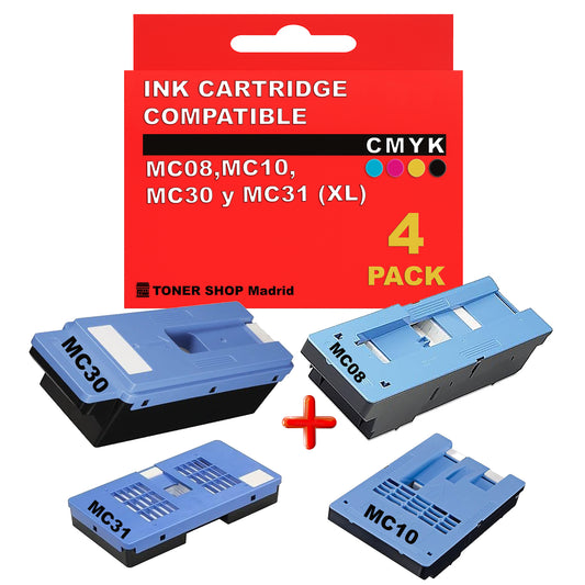 BDink Kits de Mantenimiento Compatible con Canon MC08, MC10, MC30 y MC31 XL (4 pack)