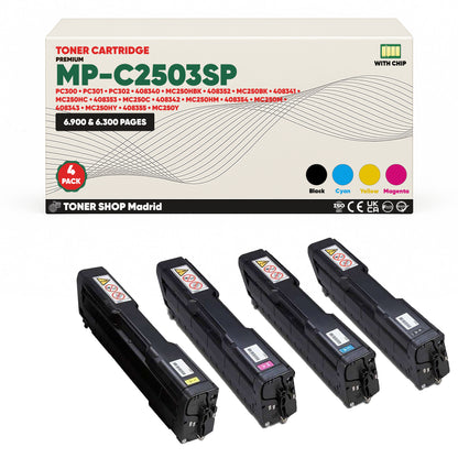 BDink Cartucho/s Tóner Compatible/s Ricoh MC250/PC300/PC301/PC302 CMYK (Pack 4)