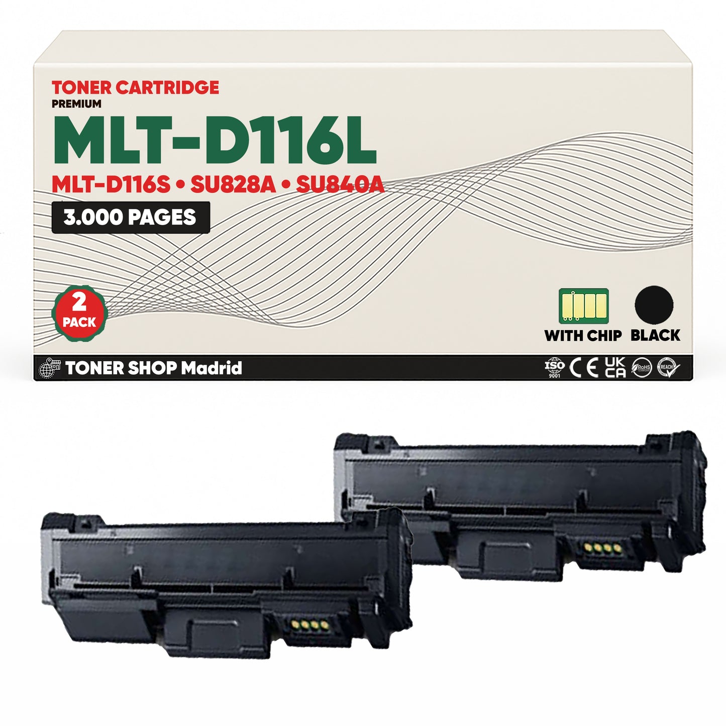 BDink Cartucho de Toner Compatible Samsung MLT-D116L Negro