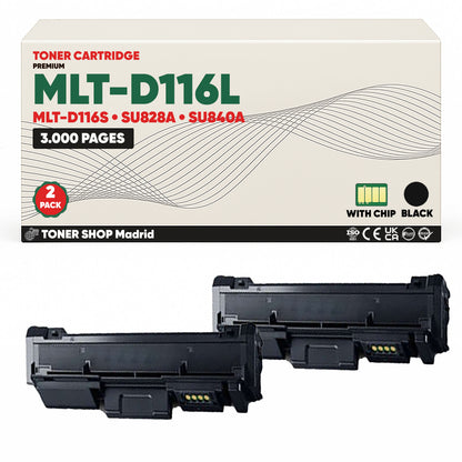 BDink Cartucho de Toner Compatible Samsung MLT-D116L Negro