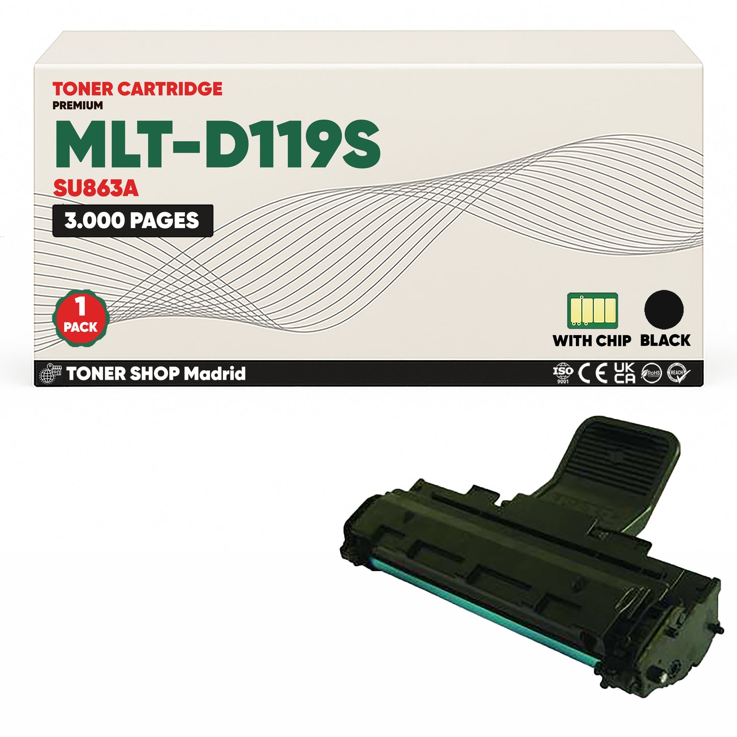 BDink Cartucho de Toner Compatible Samsung MLT-D119S Negro