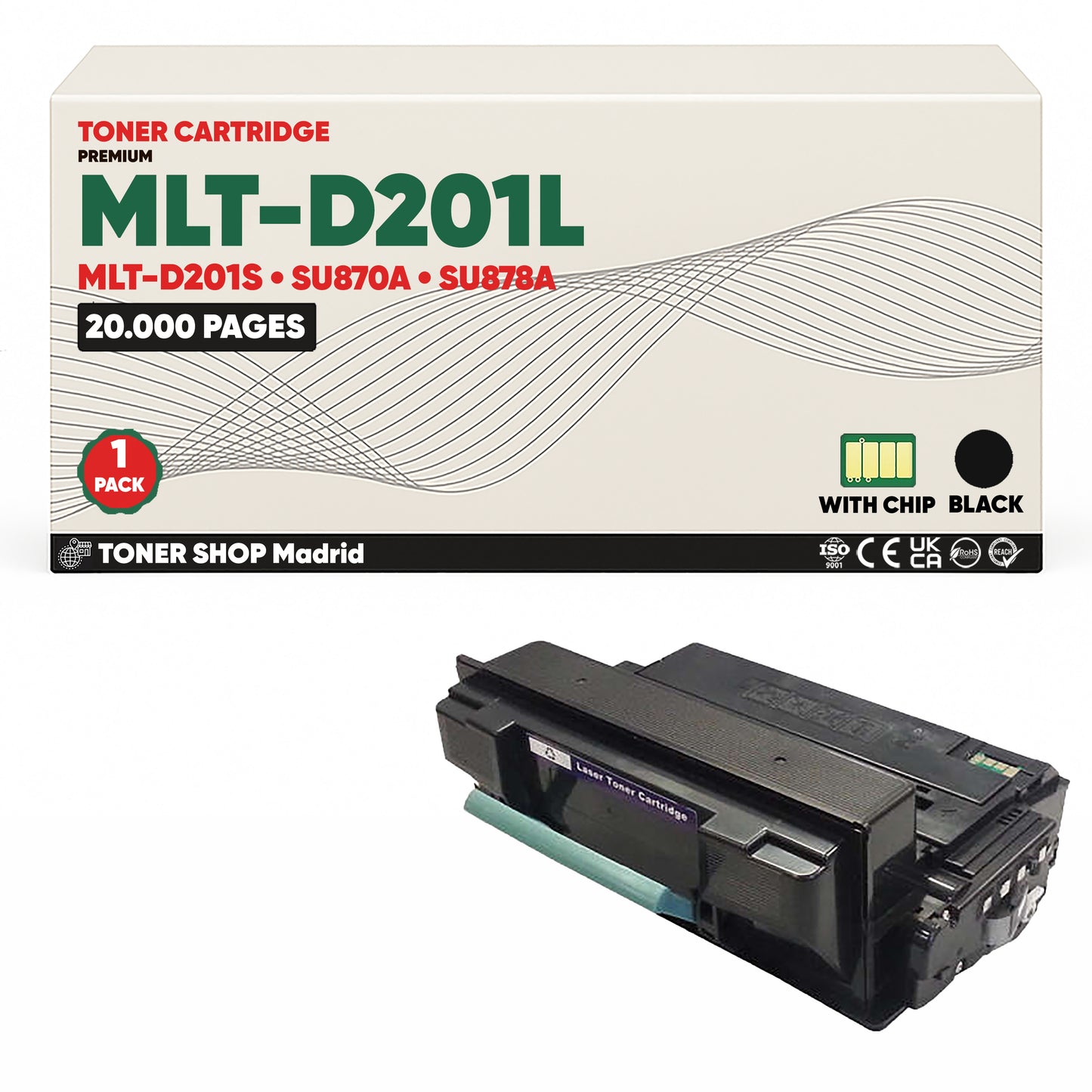 BDink Cartucho de Toner Compatible Samsung MLT-D201L Negro