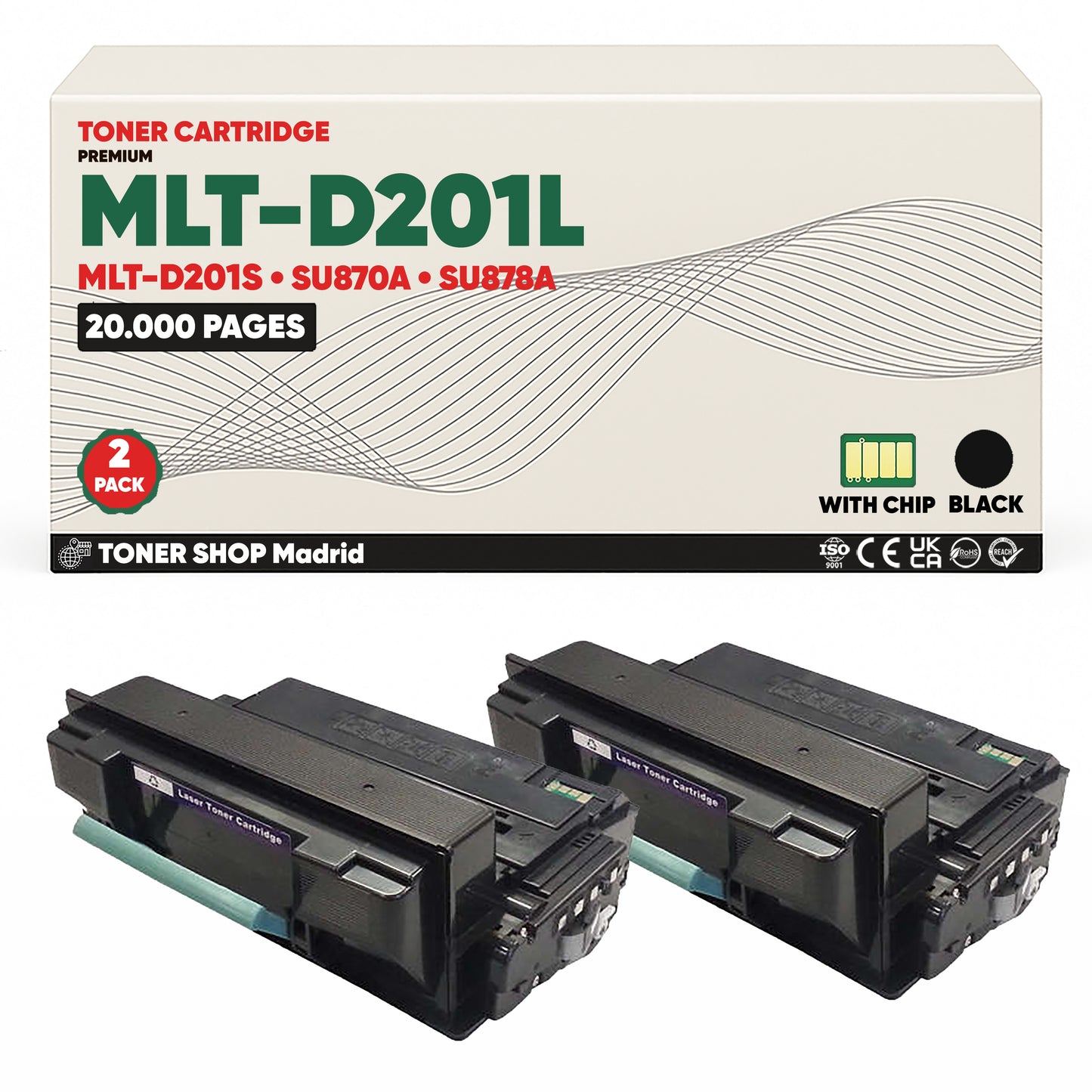 BDink Cartucho de Toner Compatible Samsung MLT-D201L Negro