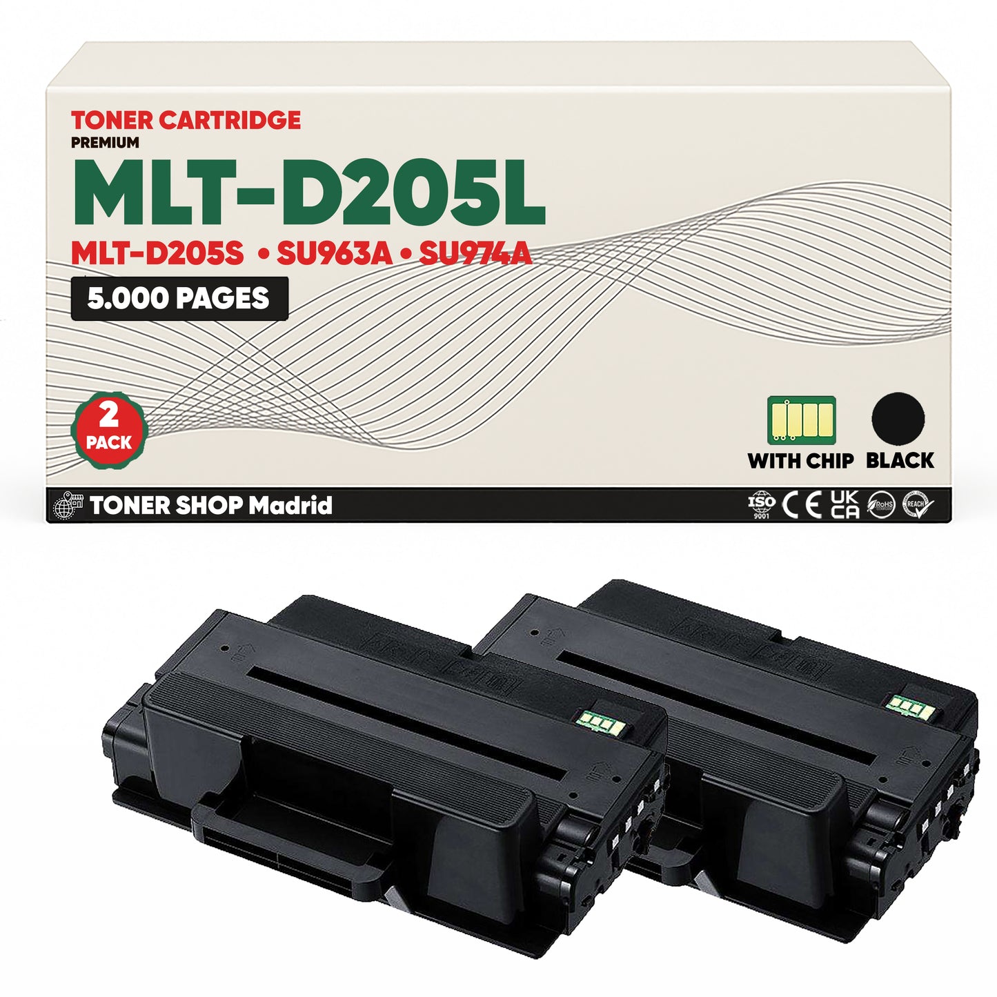 BDink Cartucho de Toner Compatible Samsung MLT-D205L Negro