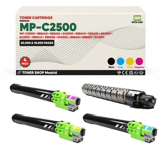 BDink Cartucho/s Tóner Compatible/s Ricoh MP-C2500/MP-C3000 CMYK (Pack 4)