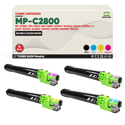 BDink Cartucho/s Tóner Compatible/s Ricoh MP-C2800/MP-C3300 CMYK (Pack 4)