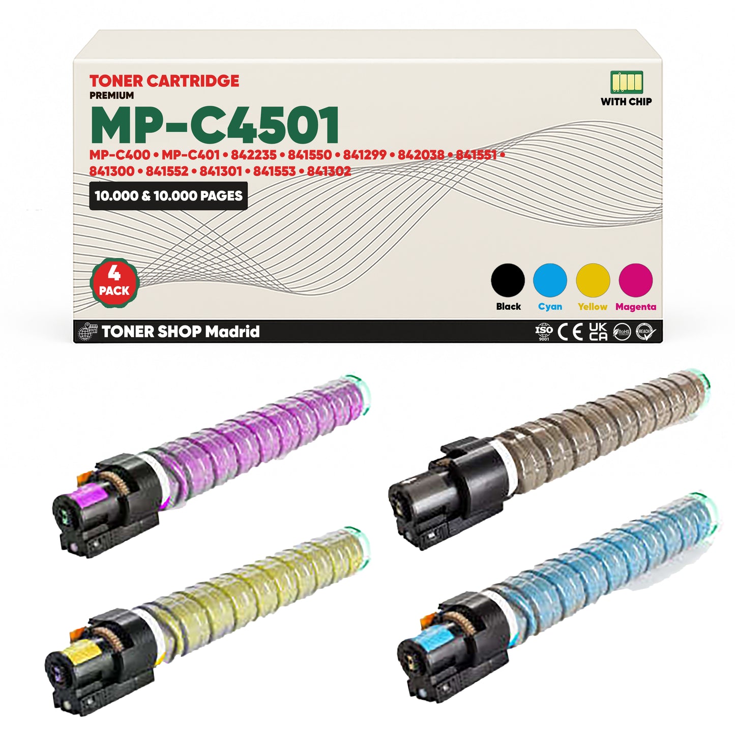BDink Cartucho/s Tóner Compatible/s Ricoh MP-C300/MP-C401 CMYK (Pack 4)