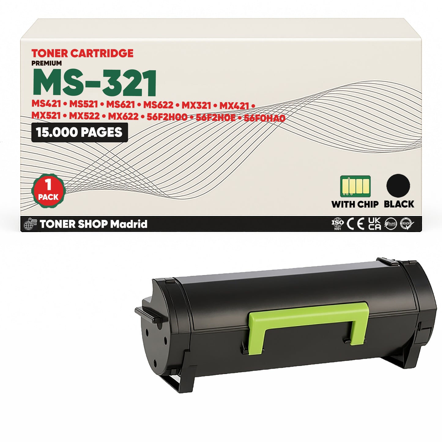 BDink Cartucho Tóner Compatible Lexmark MS321/MS622 Negro