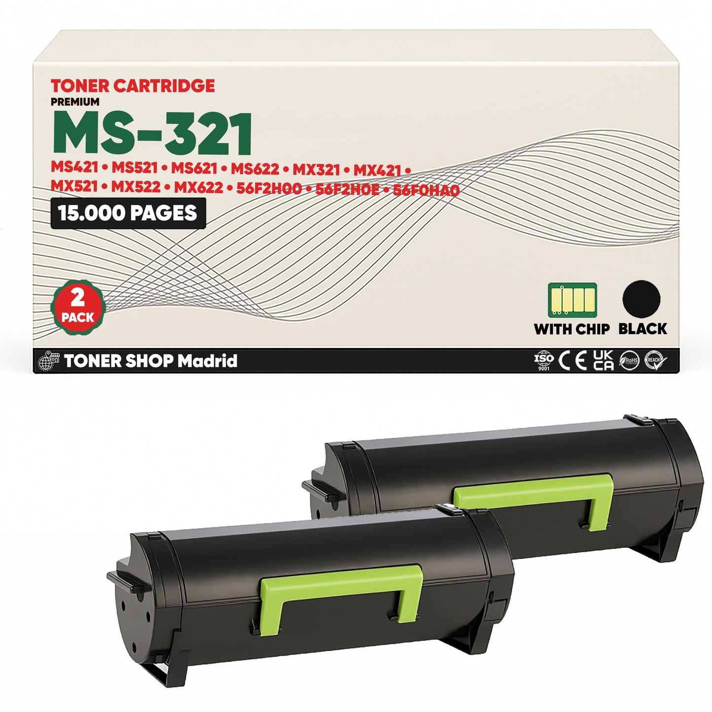 BDink Cartucho Tóner Compatible Lexmark MS321/MS622 Negro