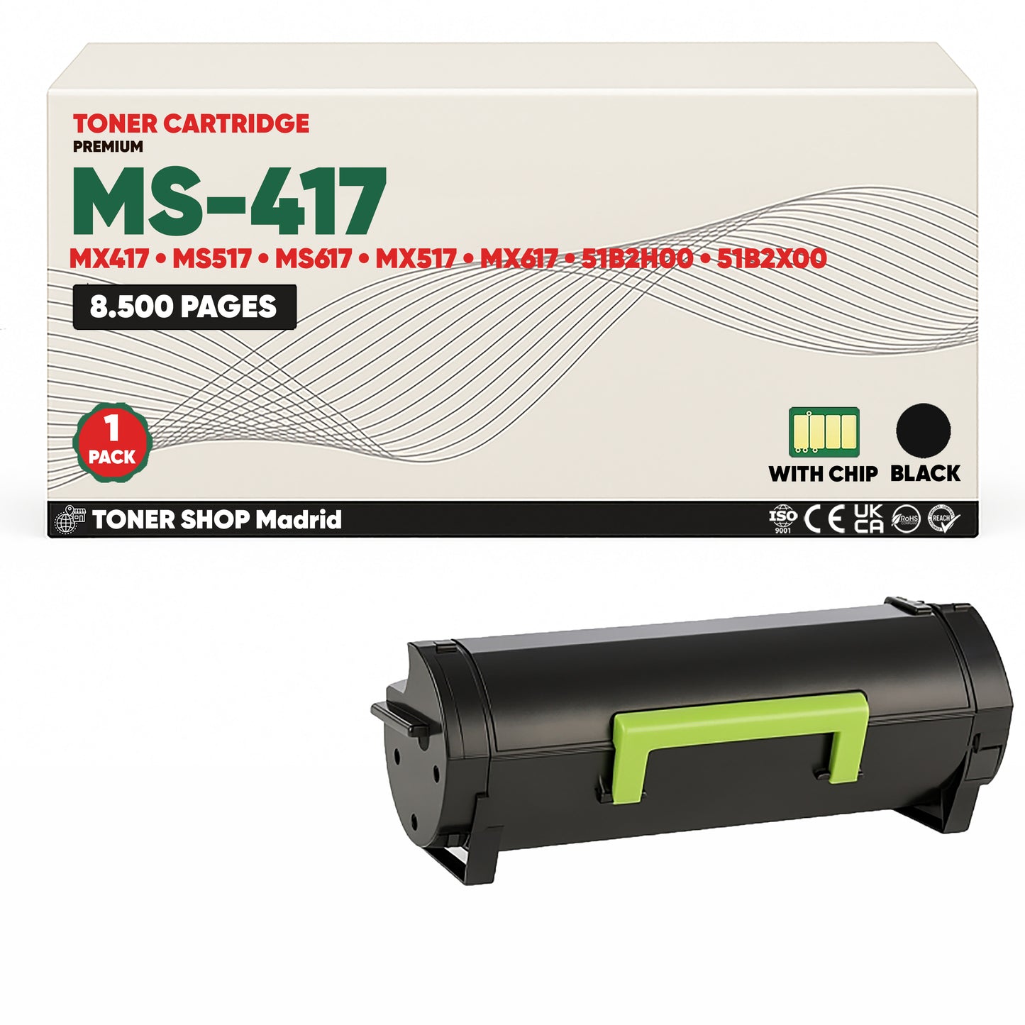 BDink Cartucho Tóner Compatible Lexmark MS417/MS517 Negro