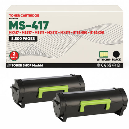 BDink Cartucho Tóner Compatible Lexmark MS417/MS517 Negro