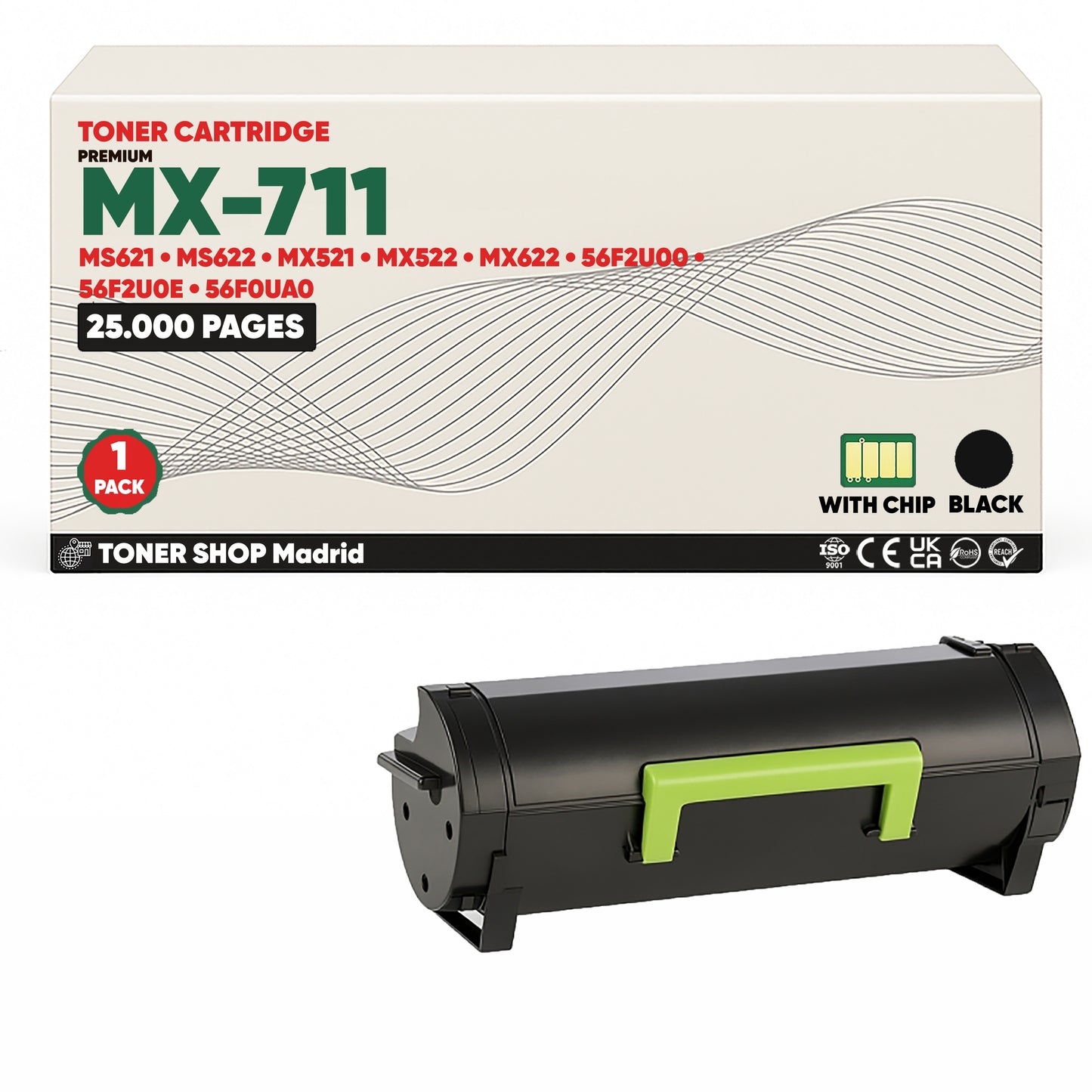 BDink Cartucho Tóner Compatible Lexmark MS521/MS621 Negro