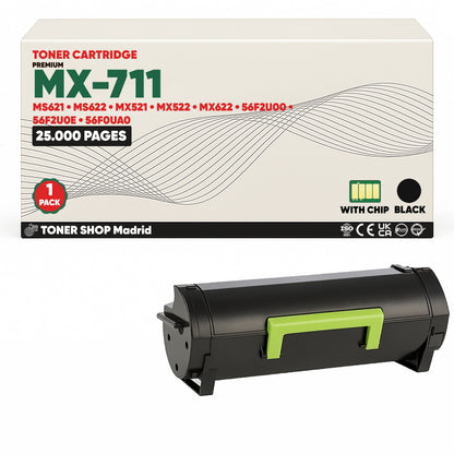BDink Cartucho Tóner Compatible Lexmark MS521/MS621 Negro