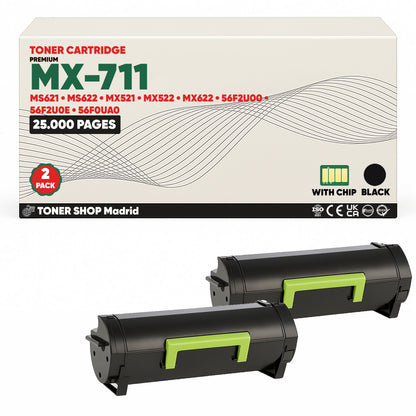 BDink Cartucho Tóner Compatible Lexmark MS521/MS621 Negro