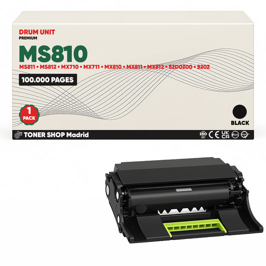 BDink Tambor de Imagen Compatible Lexmark MS810 (Drum) 52D0Z00 520Z - Negro