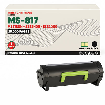 BDink Cartucho Tóner Compatible Lexmark MS817/MS818DN Negro