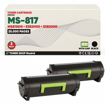 BDink Cartucho Tóner Compatible Lexmark MS817/MS818DN Negro
