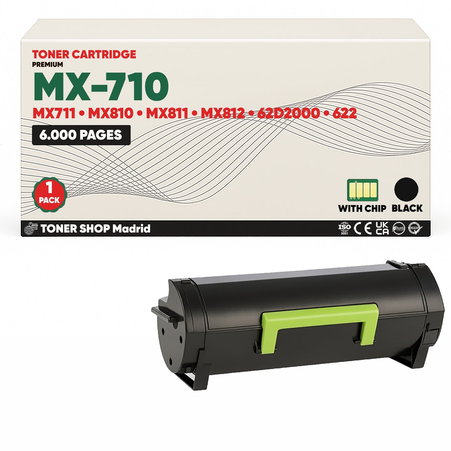 BDink Cartucho Tóner Compatible Lexmark MX710/MX711 Negro