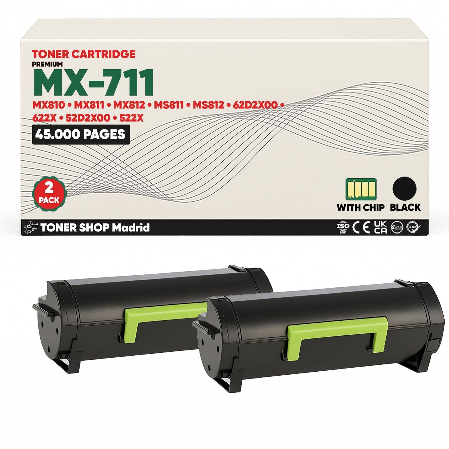 BDink Cartucho Tóner Compatible Lexmark MX711/MS811 Negro
