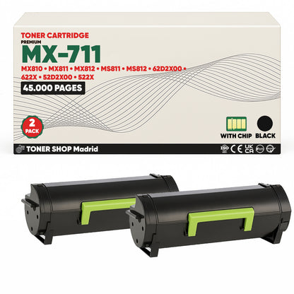 BDink Cartucho Tóner Compatible Lexmark MX711/MS811 Negro