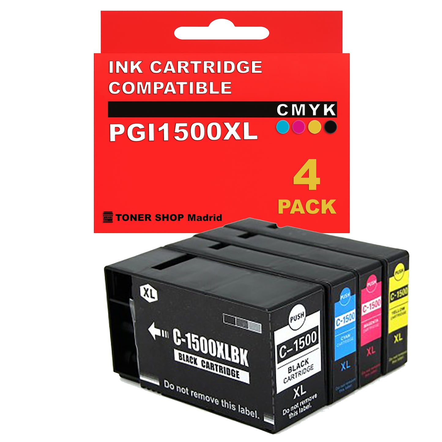 BDink Cartuchos Tinta Compatible con  Canon PGI1500XL CMYK (Pack 4)