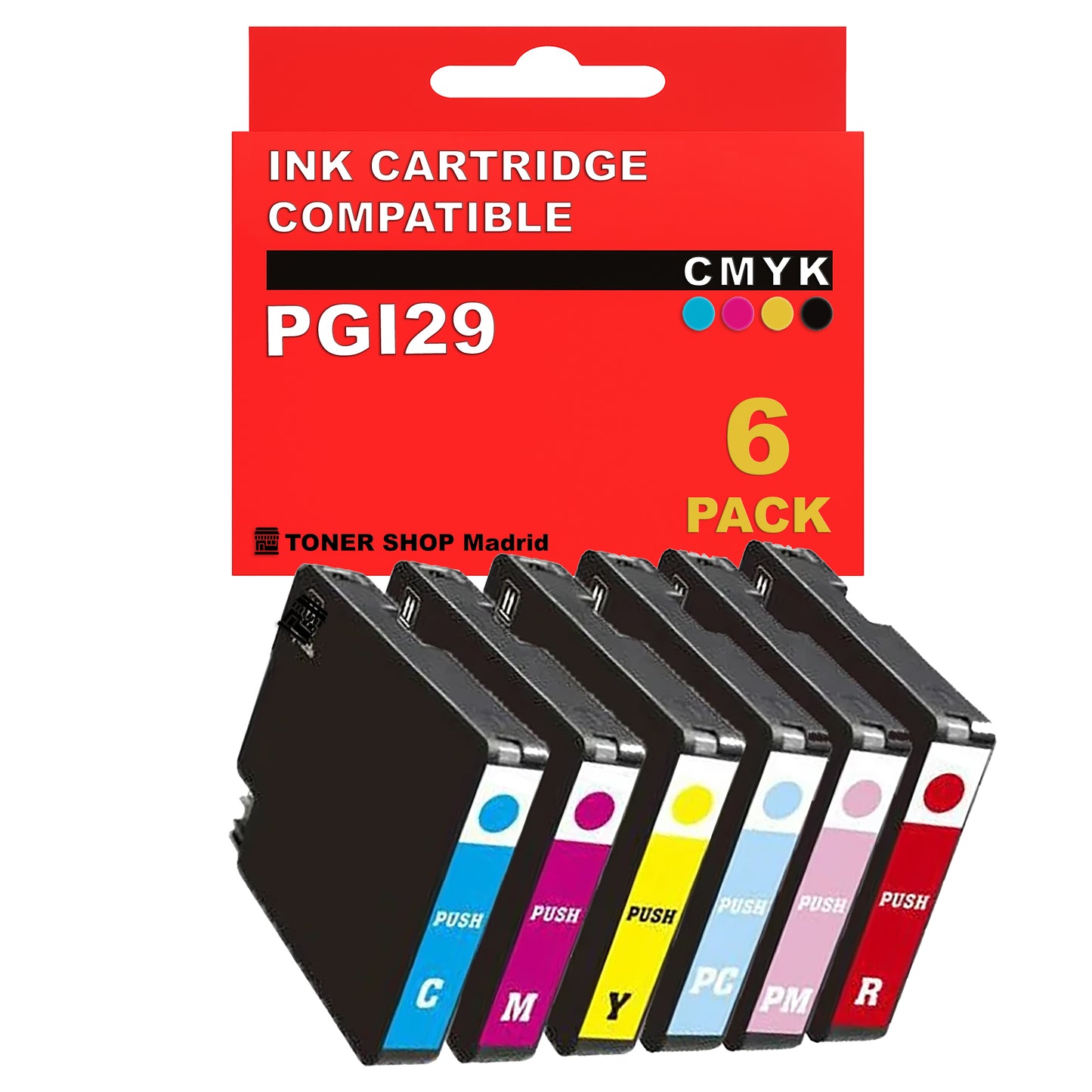 BDink Cartuchos Tinta Pigmentada Compatible con Canon PGI29 (Pack 6)