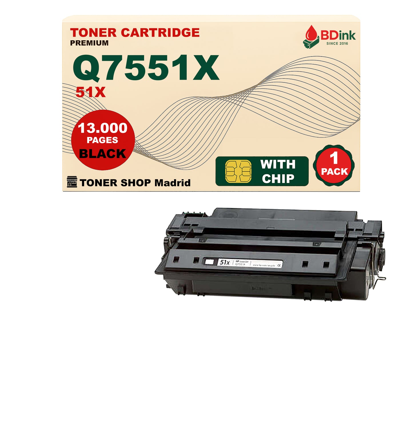 BDink Cartucho Tóner Compatible HP 51X Negro Q7551X