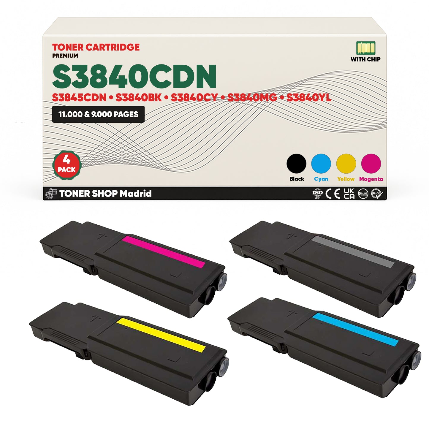 BDink Tóner Compatible Dell S3840CDN/S3845CDN (Pack 4 CMYK)