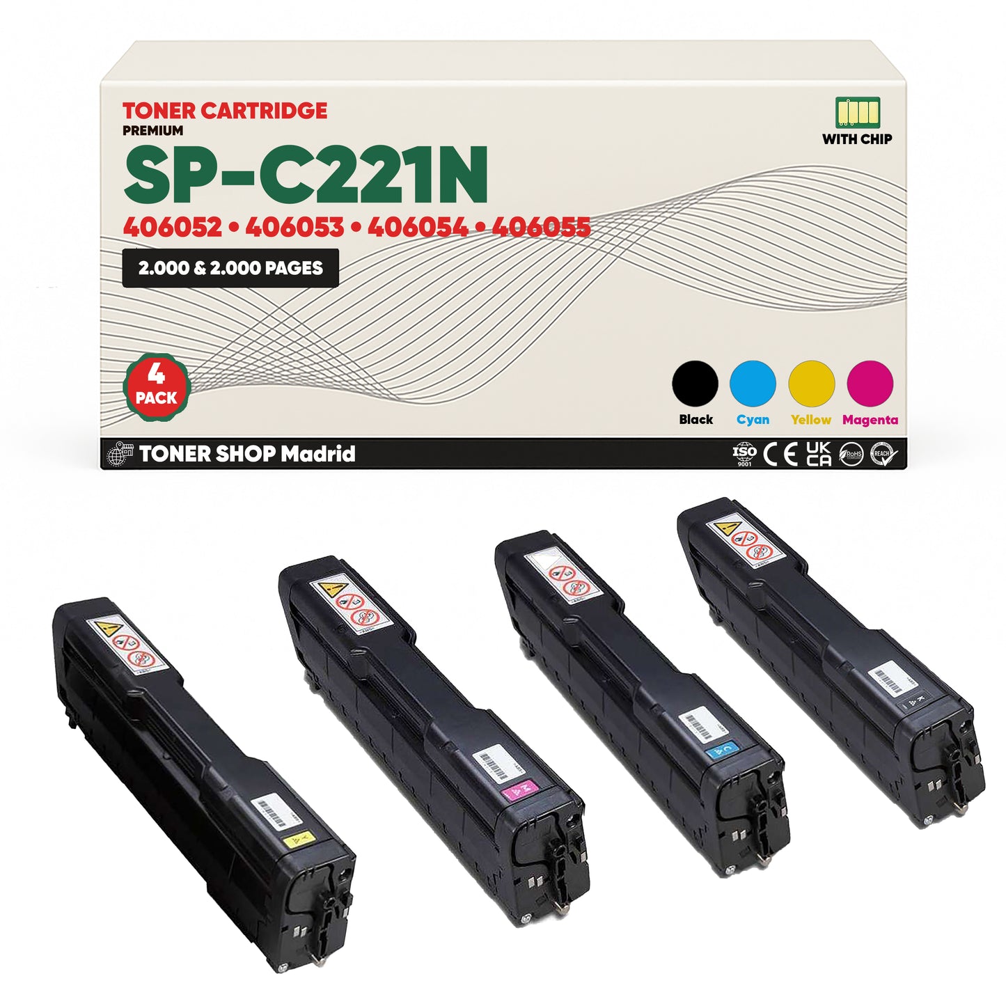 BDink Tóner Compatible Ricoh SP-C221N (Pack 4 CMYK) 406052-406055