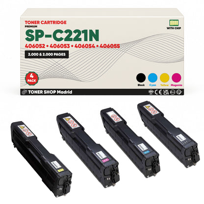 BDink Tóner Compatible Ricoh SP-C221N (Pack 4 CMYK) 406052-406055
