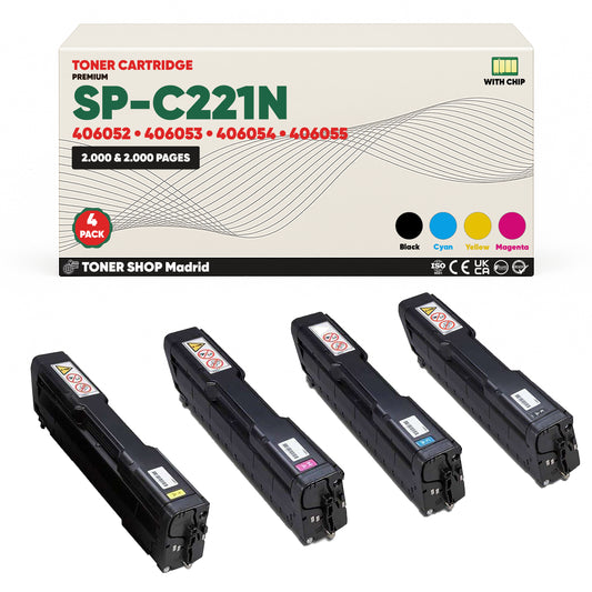BDink Tóner Compatible Ricoh SP-C221N (Pack 4 CMYK) 406052-406055