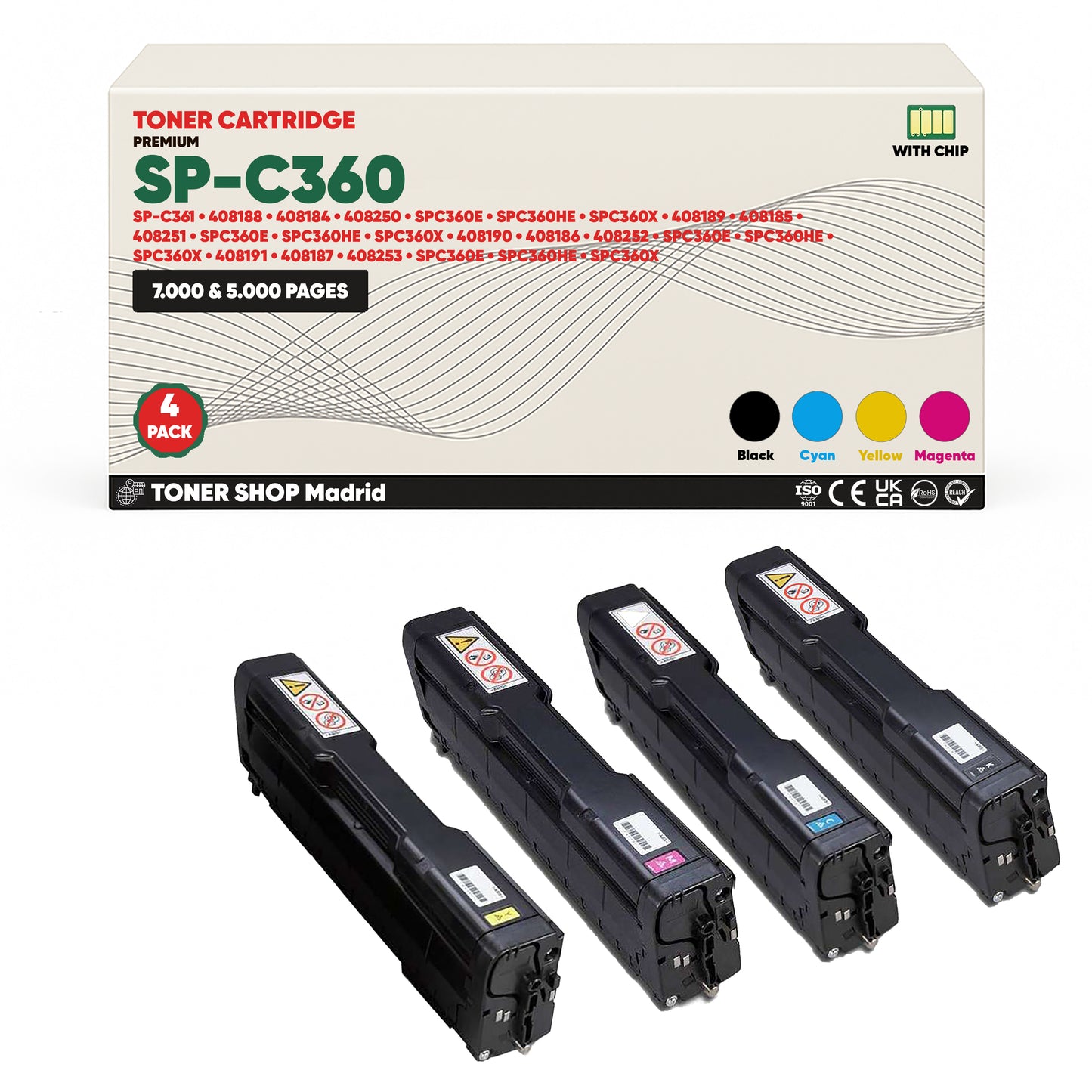 BDink Tóner Compatible Ricoh SP-C360/SP-C361 (Pack 4 CMYK) 408184-408191