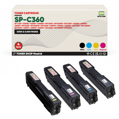 BDink Tóner Compatible Ricoh SP-C360/SP-C361 (Pack 4 CMYK) 408184-408191