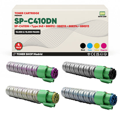 BDink Tóner Compatible Ricoh SP-C410DN/SP-C411DN (Pack 4 CMYK) 888312-888315