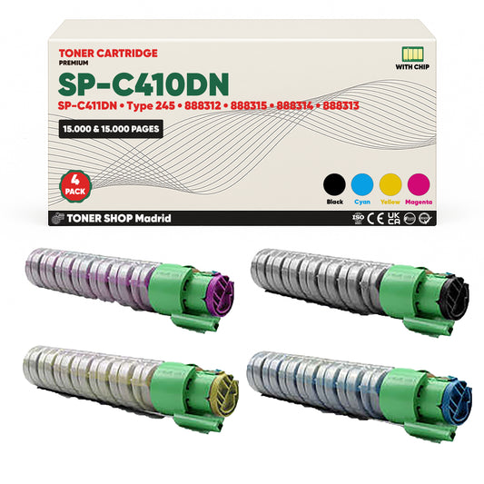 BDink Tóner Compatible Ricoh SP-C410DN/SP-C411DN (Pack 4 CMYK) 888312-888315