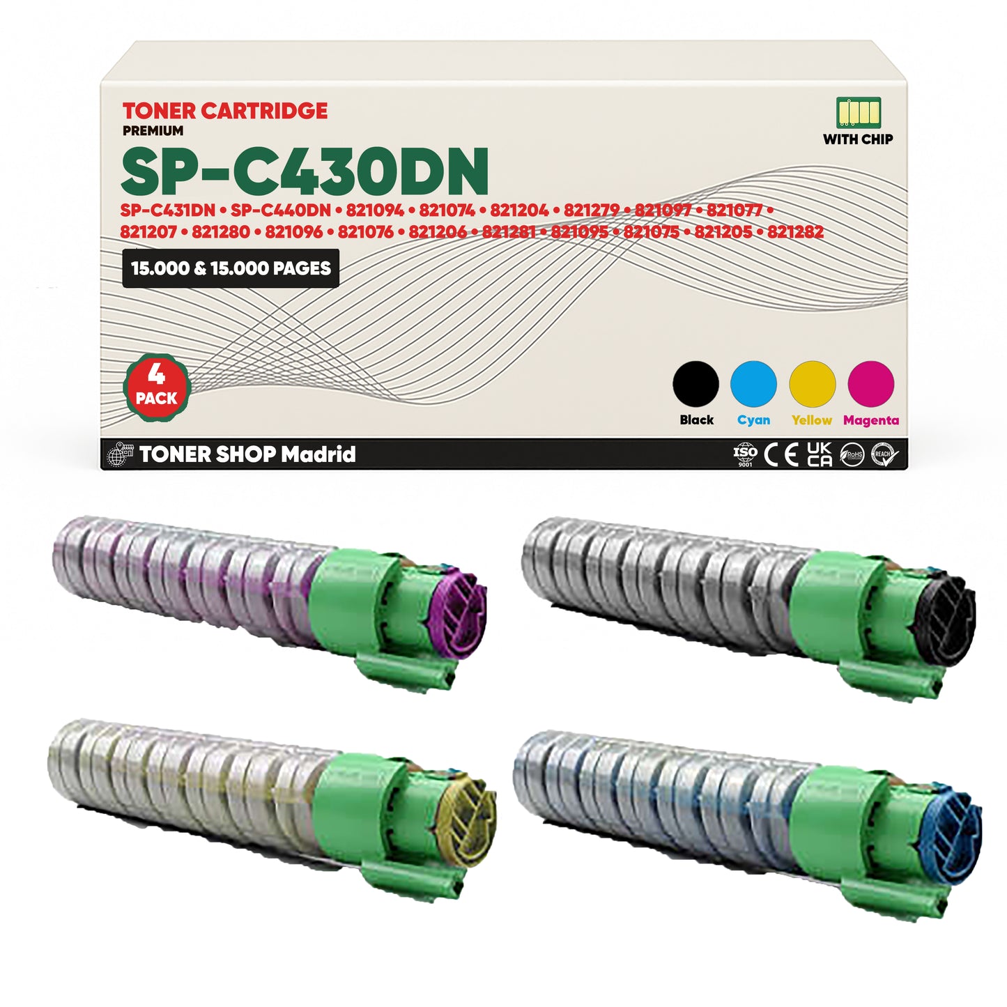 BDink Tóner Compatible Ricoh SP-C430DN/SP-C431DN/SP-C440DN (Pack 4 CMYK) 821094-821282