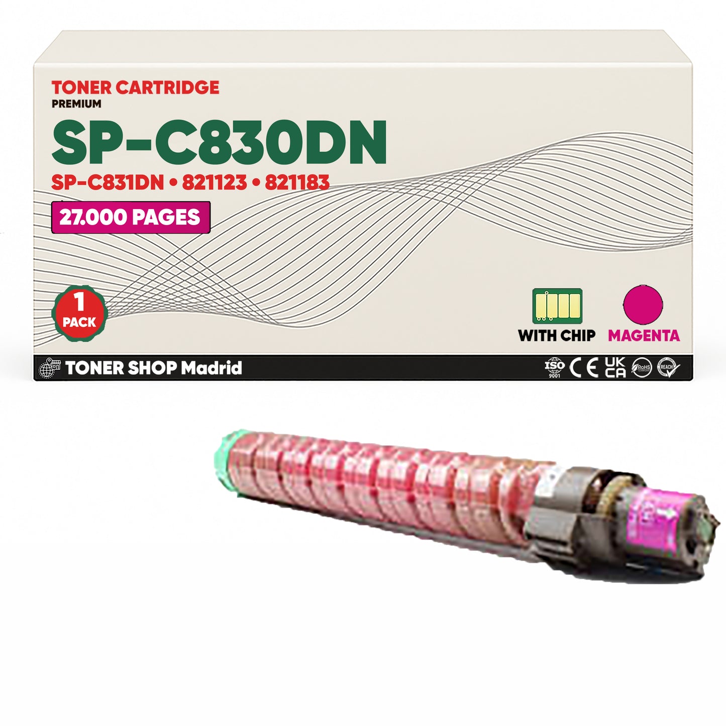 BDink Tóner Compatible Ricoh SP-C830DN/SP-C831DN Negro & Magenta (2 Pack) 821121-821183