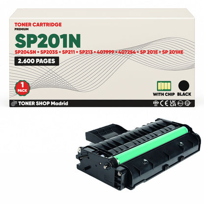 BDink Cartucho/s Tóner Compatible/s Ricoh SP201N/SP204SN/SP203S/SP211/SP213 Negro