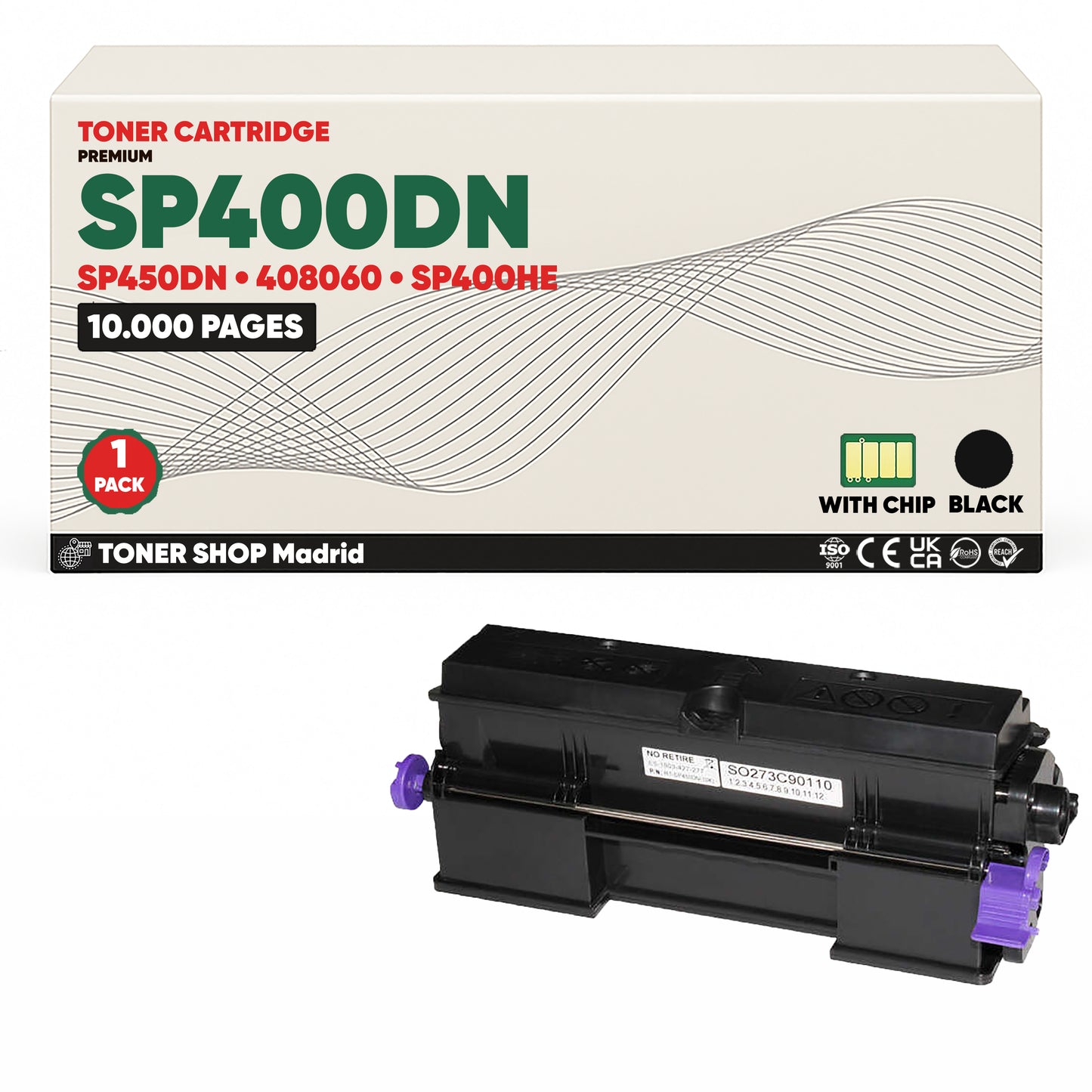 BDink Cartucho/s Tóner Compatible/s Ricoh SP400DN/SP450DN Negro