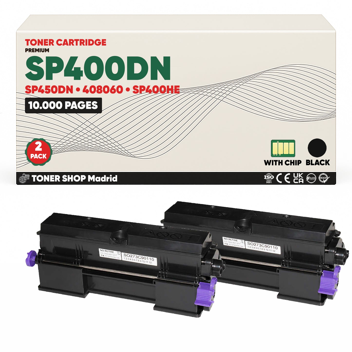 BDink Cartucho/s Tóner Compatible/s Ricoh SP400DN/SP450DN Negro