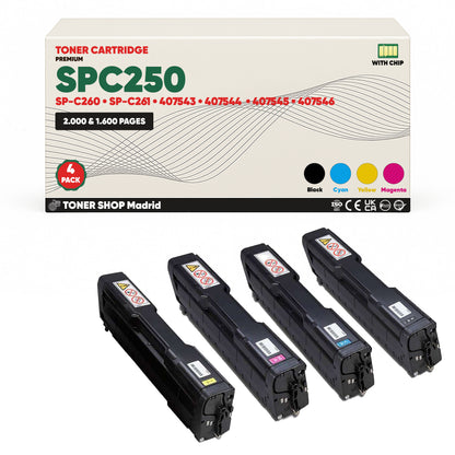 BDink Tóner Compatible Ricoh SPC250 (Pack 4 CMYK) 407543-407546