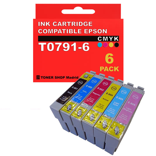BDink Cartuchos Tinta Compatible Epson T0791 a T0796 CMYK (Pack 6)
